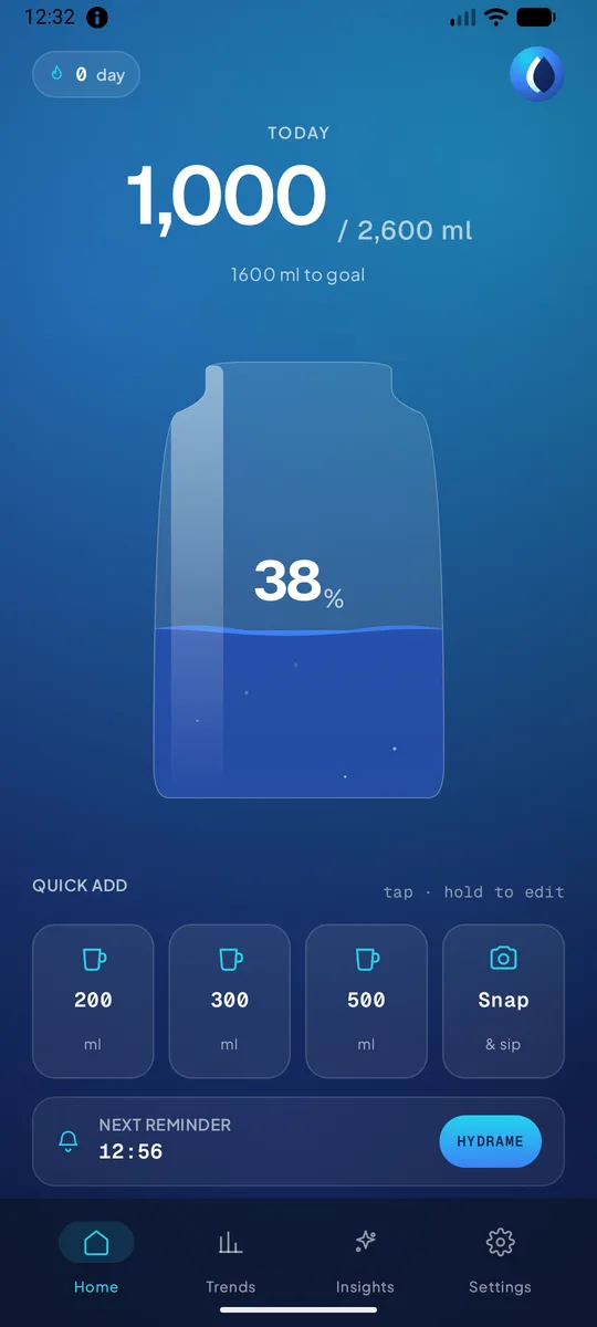 Hydrame app screen