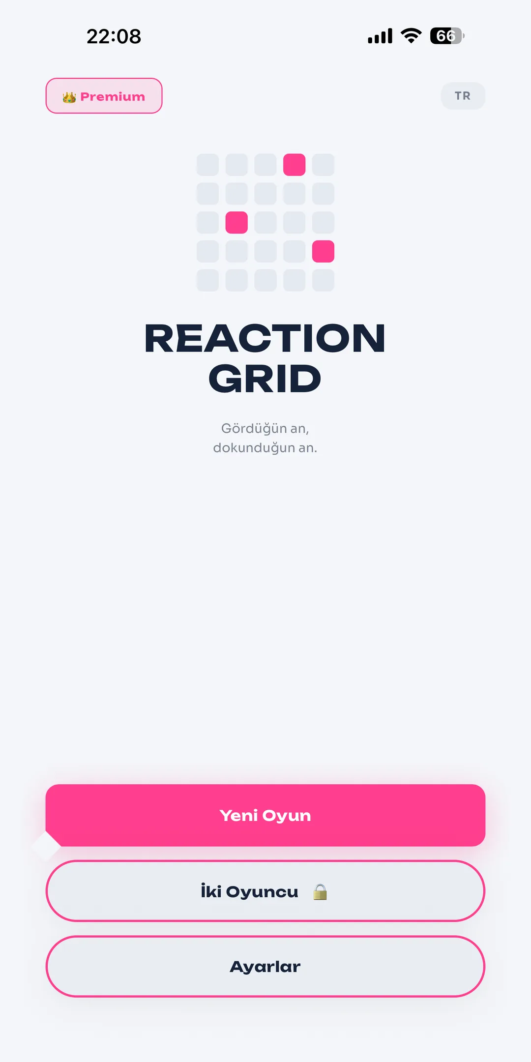 Reaction Grid app screen
