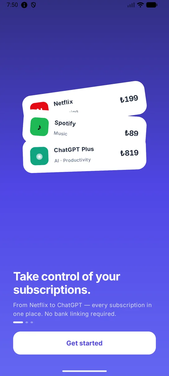 Subly app screen