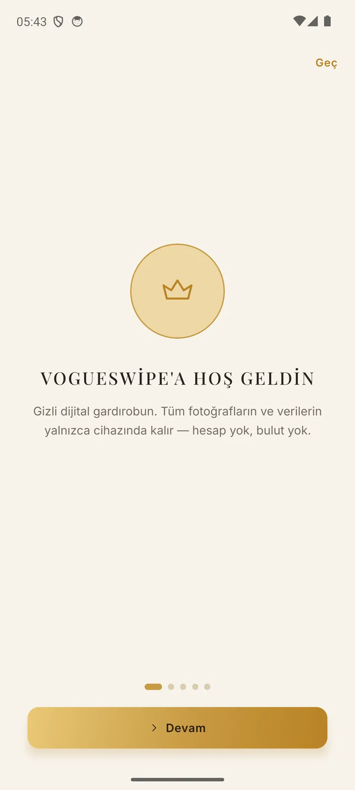 VogueSwipe app screen