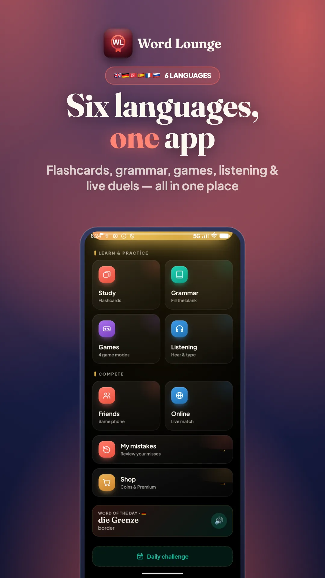 Word Lounge app screen
